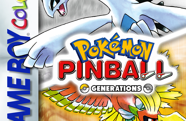 The Pokémon Pinball Generations box art. It is split in the middle with gold and silver colours, with Lugia on the top and Ho-Oh on the bottom. The logo is in the middle.